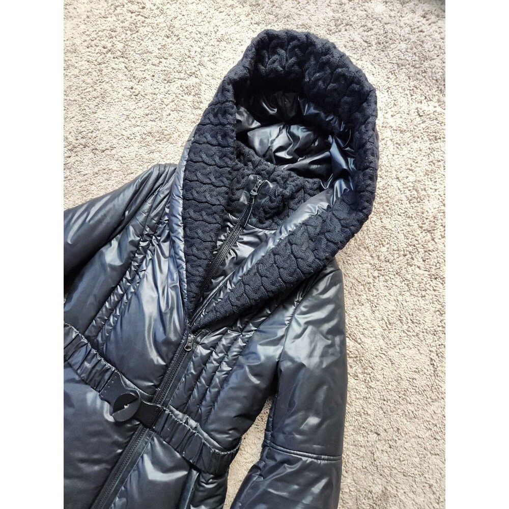 Mackage Ace Womens M Glossy Puffer Coat Jacket Parka Leather Wool Trimming - Picture 6 of 16